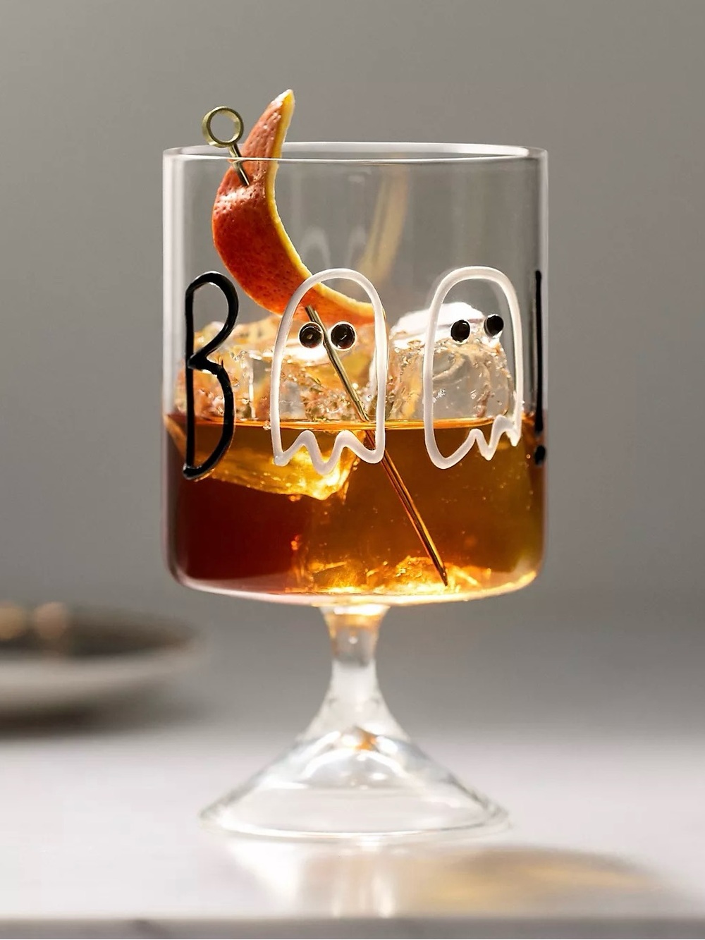 Two Brand New Anthropologie Boo Halloween Wine Glasses, Set of 2, NWT